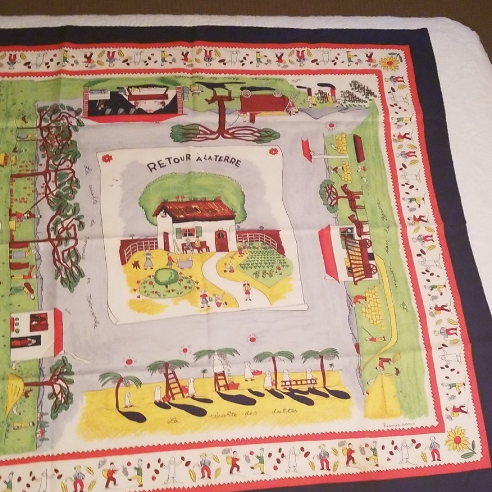 Authentic Hermes Retour a la Terre silk scarf